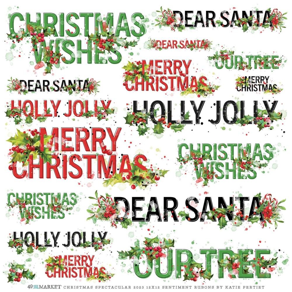 *PRE-ORDER* 49 & MARKET CHRISTMAS SPECTACULAR 12" X 12" RUB ONS 6" X 8" SENTIMENTS
