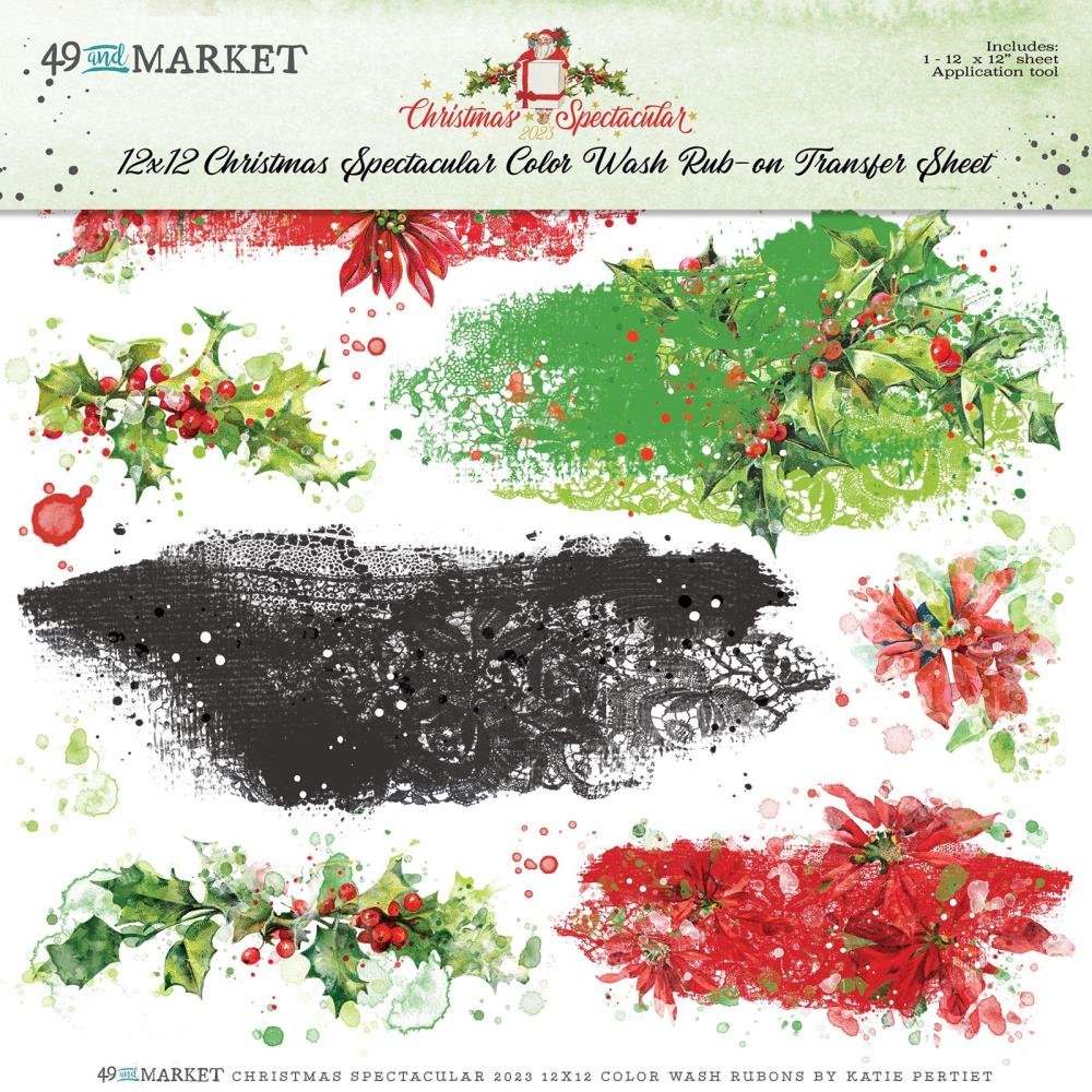 *PRE-ORDER* 49 & MARKET CHRISTMAS SPECTACULAR 12" X 12" RUB ONS 6" X 8" SENTIMENTS