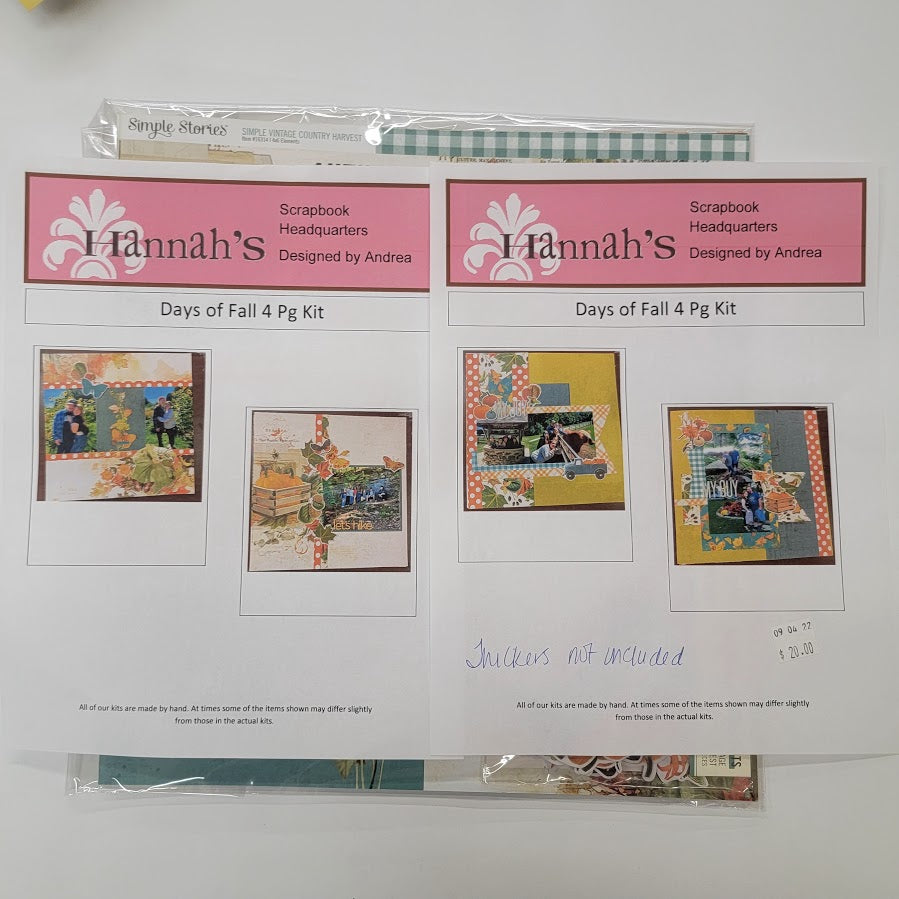 Days of Fall 4 page kit