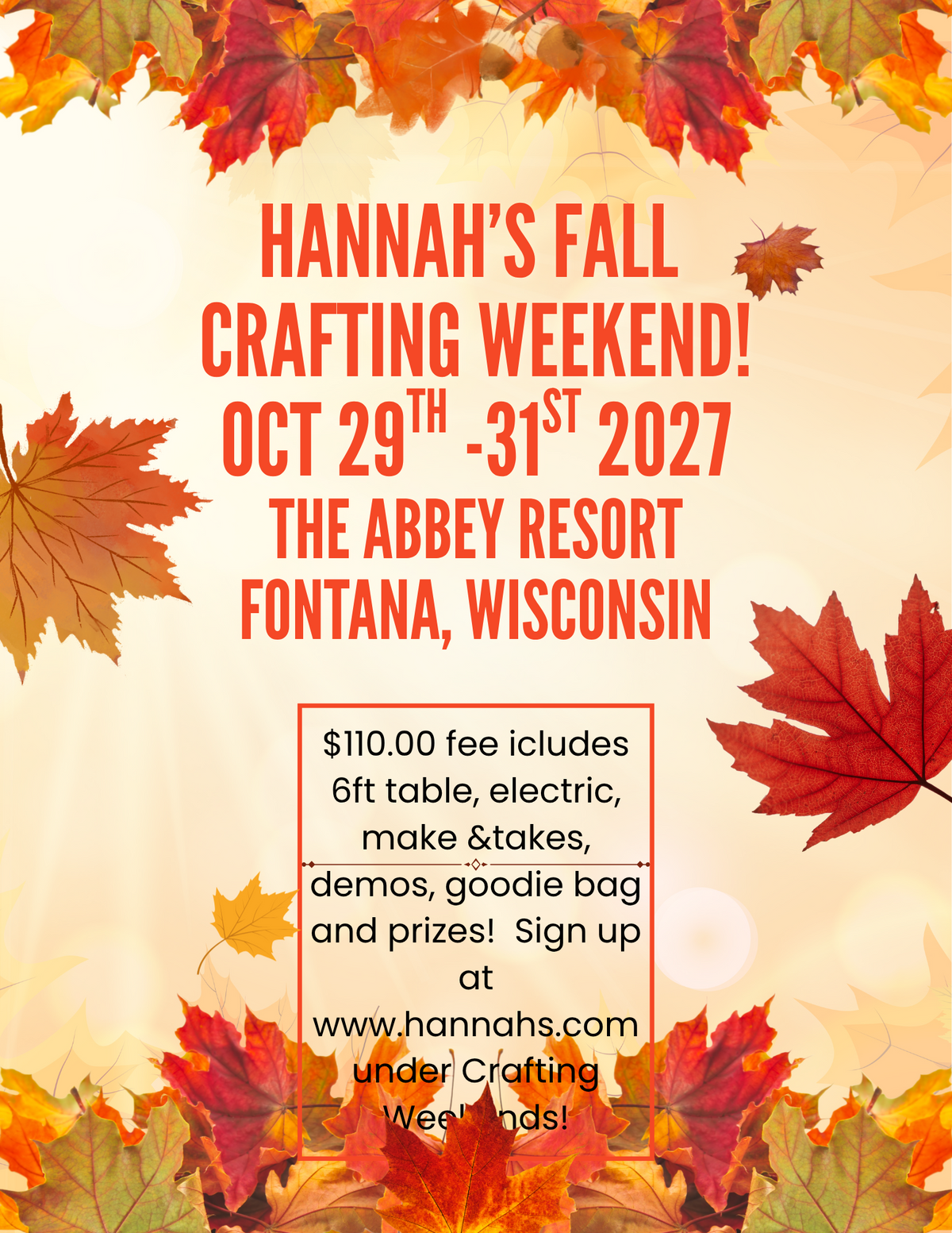 Fall Crafting Weekend BALANCE DUE