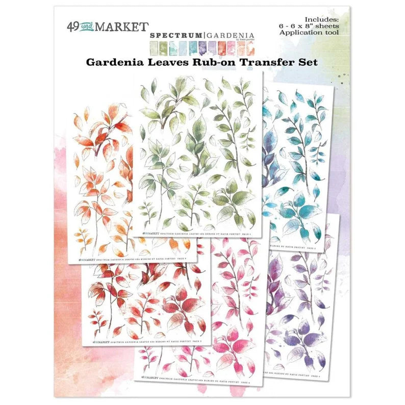 49 and Market - Spectrum Gardenia Collection - 6 x 8 Rub-on Transfers - Leaves