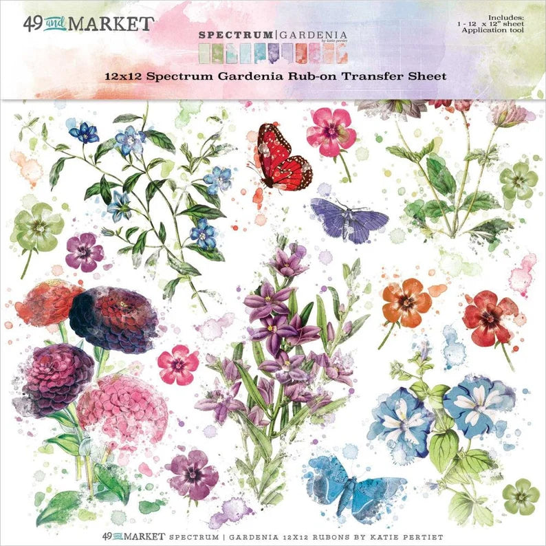 49 and Market - Spectrum Gardenia Collection - 12 x 12 Rub-on Transfers